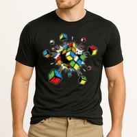 Exploding Cube Speed Cubing Puzzle Master Cooling Performance Crew T-Shirt