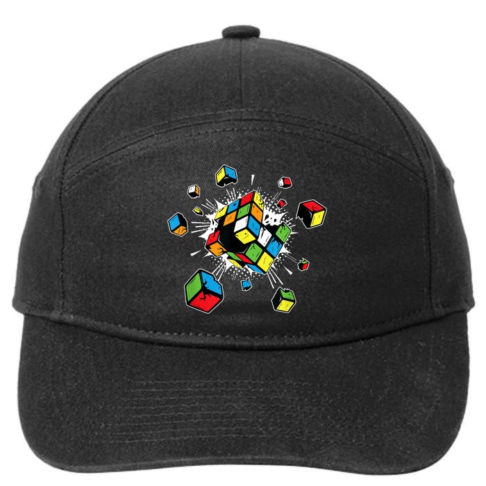 Exploding Cube Speed Cubing Puzzle Master 7-Panel Snapback Hat