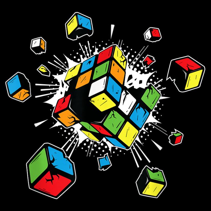 Exploding Cube Speed Cubing Puzzle Master 7-Panel Snapback Hat