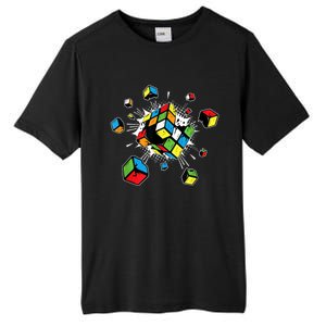 Exploding Cube Speed Cubing Puzzle Master Tall Fusion ChromaSoft Performance T-Shirt