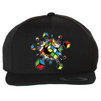 Exploding Cube Speed Cubing Puzzle Master Wool Snapback Cap