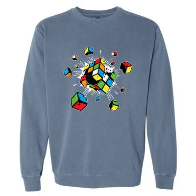 Exploding Cube Speed Cubing Puzzle Master Garment-Dyed Sweatshirt