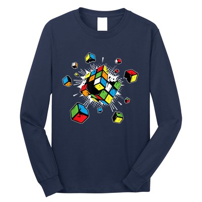 Exploding Cube Speed Cubing Puzzle Master Long Sleeve Shirt