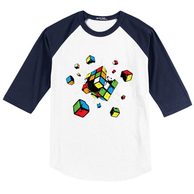 Exploding Cube Speed Cubing Puzzle Master Baseball Sleeve Shirt