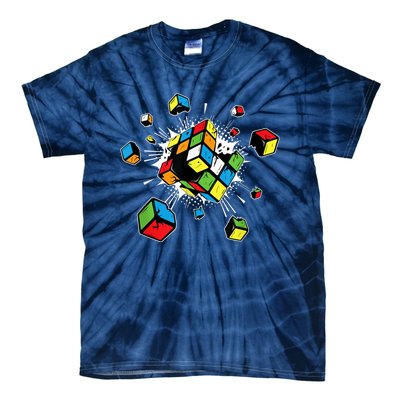 Exploding Cube Speed Cubing Puzzle Master Tie-Dye T-Shirt