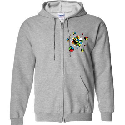 Exploding Cube Speed Cubing Puzzle Master Full Zip Hoodie