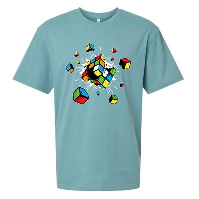 Exploding Cube Speed Cubing Puzzle Master Sueded Cloud Jersey T-Shirt