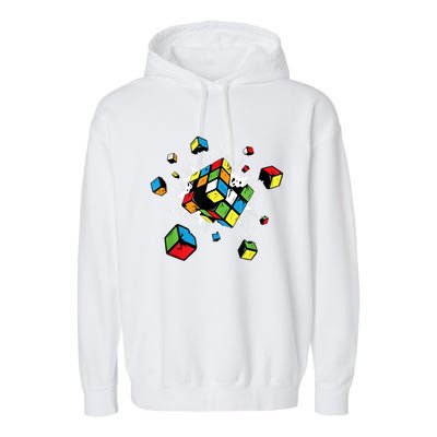 Exploding Cube Speed Cubing Puzzle Master Garment-Dyed Fleece Hoodie