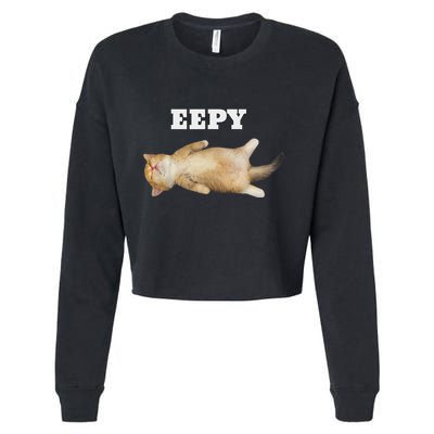 Eepy Cat Sleepy Cat Meme Cropped Pullover Crew