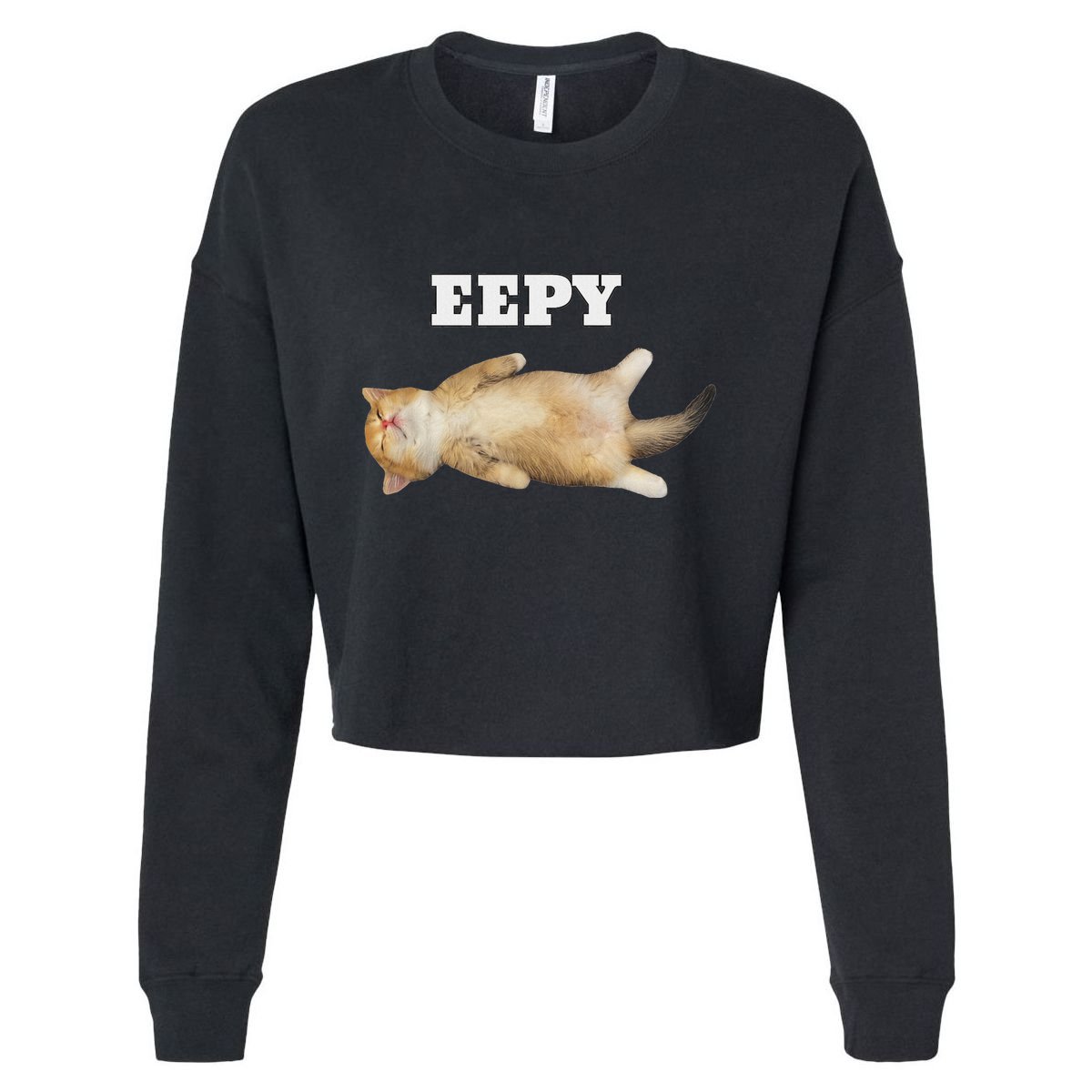 Eepy Cat Sleepy Cat Meme Cropped Pullover Crew