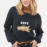 Eepy Cat Sleepy Cat Meme Cropped Pullover Crew
