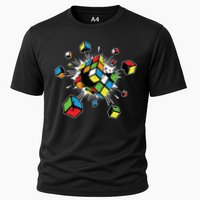 Exploding Cube Speed Cubing Puzzle Master Cool Gift Cooling Performance Crew T-Shirt