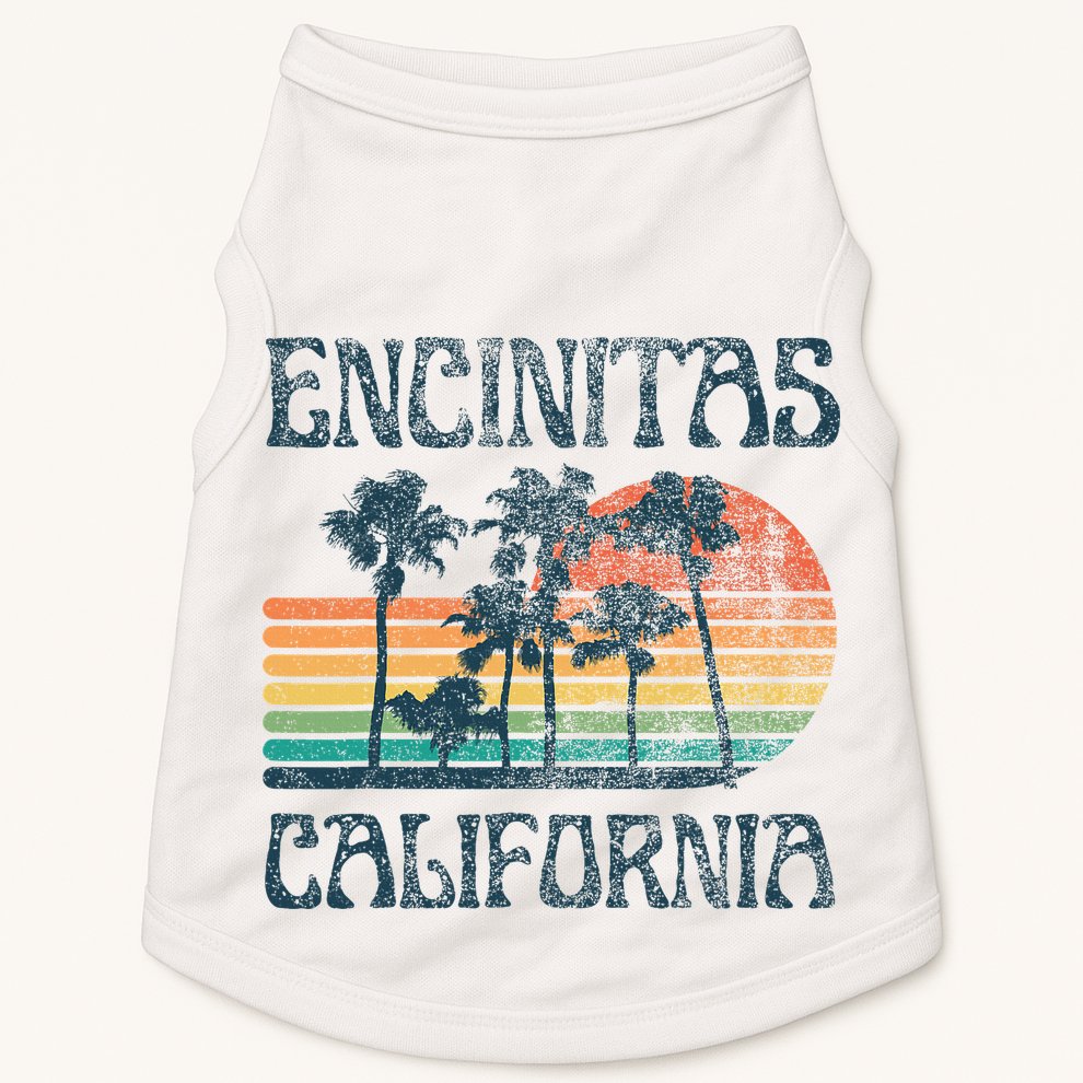 Encinitas California Summer Vacation Vintage Doggie Tank