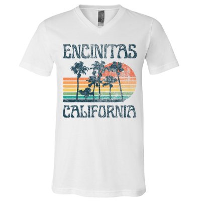 Encinitas California Summer Vacation Vintage V-Neck T-Shirt