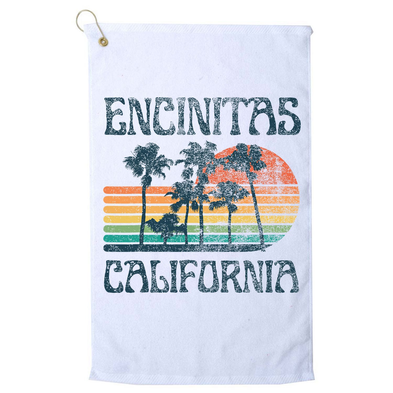 Encinitas California Summer Vacation Vintage Golf Towel