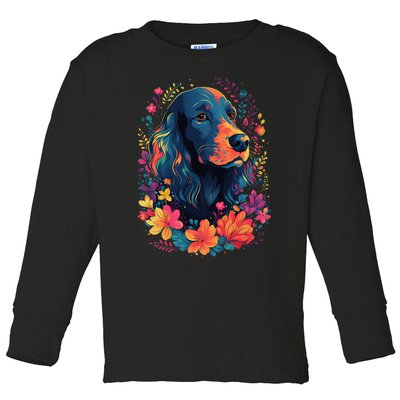 English Cocker Spaniel in the Garden Spring Flowers Cute Dog Toddler Long Sleeve Shirt