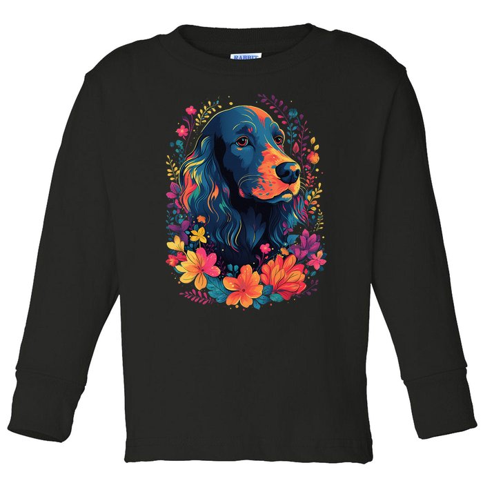 English Cocker Spaniel in the Garden Spring Flowers Cute Dog Toddler Long Sleeve Shirt