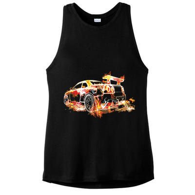 Exotic Car Supercharge Turbo Sports Car Ladies PosiCharge Tri-Blend Wicking Tank