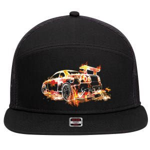 Exotic Car Supercharge Turbo Sports Car 7 Panel Mesh Trucker Snapback Hat