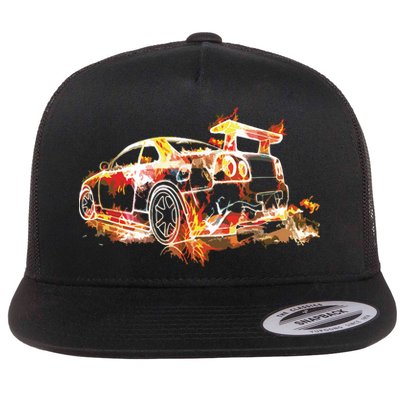 Exotic Car Supercharge Turbo Sports Car Flat Bill Trucker Hat