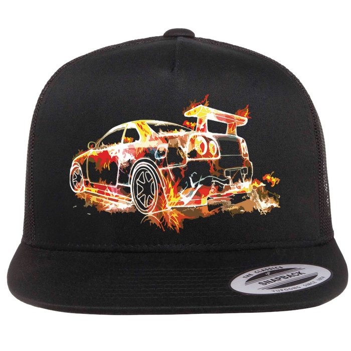 Exotic Car Supercharge Turbo Sports Car Flat Bill Trucker Hat