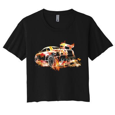 Exotic Car Supercharge Turbo Sports Car Women's Crop Top Tee