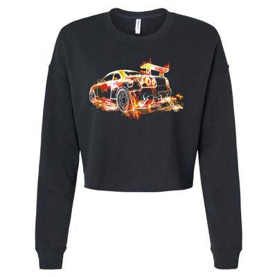 Exotic Car Supercharge Turbo Sports Car Cropped Pullover Crew