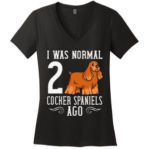 English Cocker Spaniel Dog Gift Puppies Women's V-Neck T-Shirt