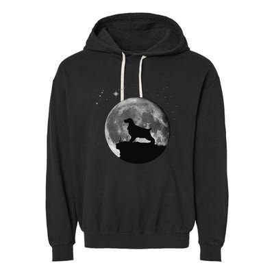 English Cocker Spaniel Dog Moon funny animal Garment-Dyed Fleece Hoodie