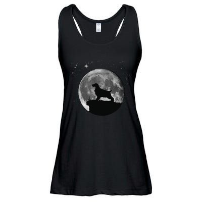 English Cocker Spaniel Dog Moon funny animal Ladies Essential Flowy Tank