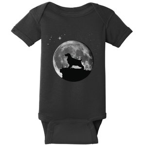 English Cocker Spaniel Dog Moon funny animal Baby Bodysuit