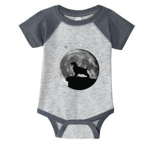 English Cocker Spaniel Dog Moon funny animal Infant Baby Jersey Bodysuit