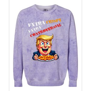 Extra Crispy Trump Eating Chicken Nuggets Controversial Colorblast Crewneck Sweatshirt