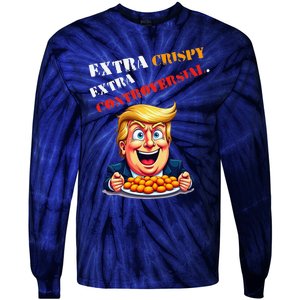 Extra Crispy Trump Eating Chicken Nuggets Controversial Tie-Dye Long Sleeve Shirt