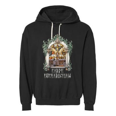 Eucharistic Consecration Traditional Latin Mass Catholic Garment-Dyed Fleece Hoodie