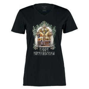 Eucharistic Consecration Traditional Latin Mass Catholic Women's Momentum V-Neck T-Shirt