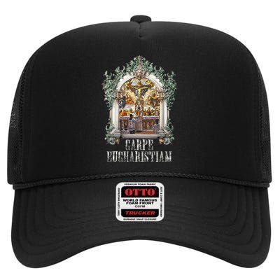 Eucharistic Consecration Traditional Latin Mass Catholic High Crown Mesh Back Trucker Hat