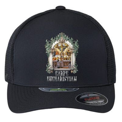 Eucharistic Consecration Traditional Latin Mass Catholic Flexfit Unipanel Trucker Cap