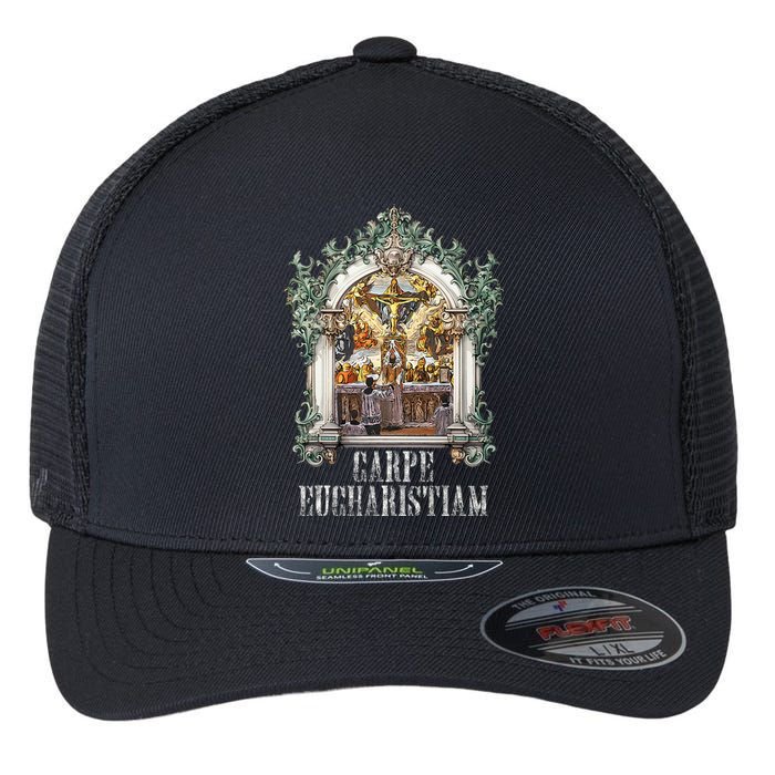 Eucharistic Consecration Traditional Latin Mass Catholic Flexfit Unipanel Trucker Cap