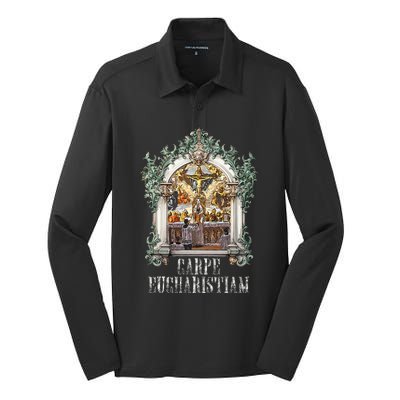 Eucharistic Consecration Traditional Latin Mass Catholic Silk Touch Performance Long Sleeve Polo