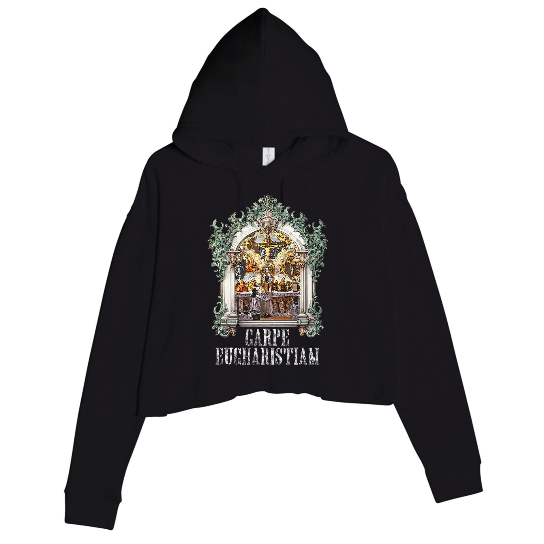 Eucharistic Consecration Traditional Latin Mass Catholic Crop Fleece Hoodie