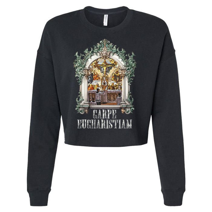 Eucharistic Consecration Traditional Latin Mass Catholic Cropped Pullover Crew