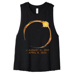 Eclipse Checklist Total Solar Eclipse April 8 2024 Eclipse Women's Racerback Cropped Tank