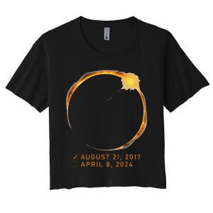 Eclipse Checklist Total Solar Eclipse April 8 2024 Eclipse Women's Crop Top Tee