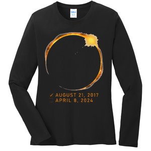 Eclipse Checklist Total Solar Eclipse April 8 2024 Eclipse Ladies Long Sleeve Shirt