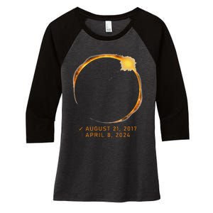 Eclipse Checklist Total Solar Eclipse April 8 2024 Eclipse Women's Tri-Blend 3/4-Sleeve Raglan Shirt