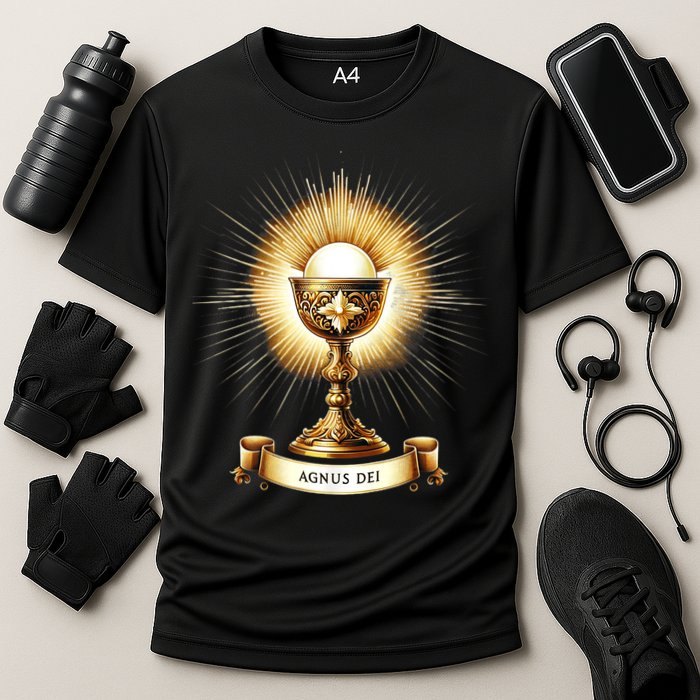 Eucharistic Consecration Traditional Latin Mass Catholic Cooling Performance Crew T-Shirt