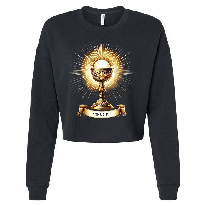 Eucharistic Consecration Traditional Latin Mass Catholic Cropped Pullover Crew