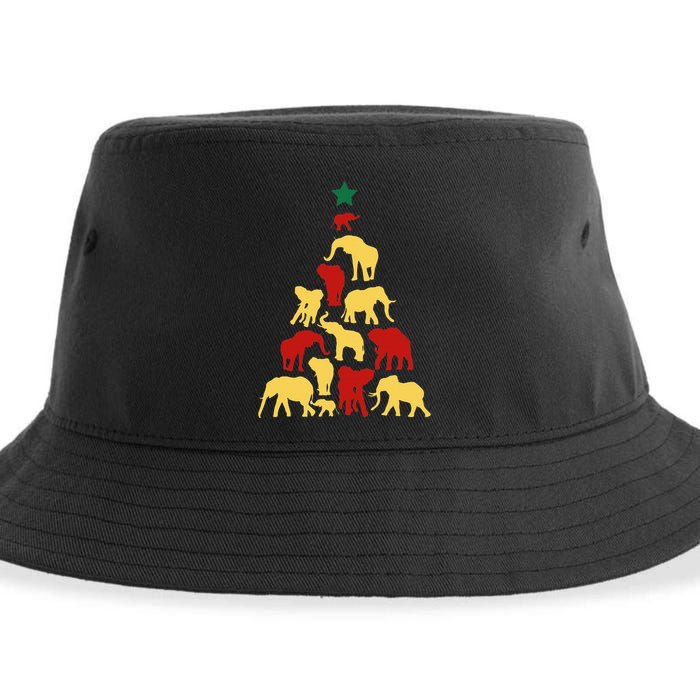 Elephant Christmas tree South Africa Safari animals Xmas Sustainable Bucket Hat