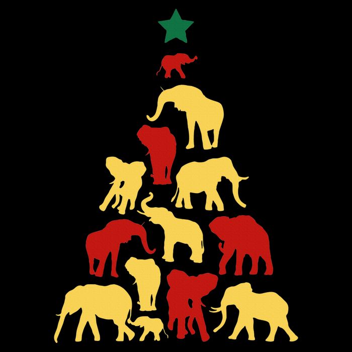 Elephant Christmas tree South Africa Safari animals Xmas Sustainable Bucket Hat